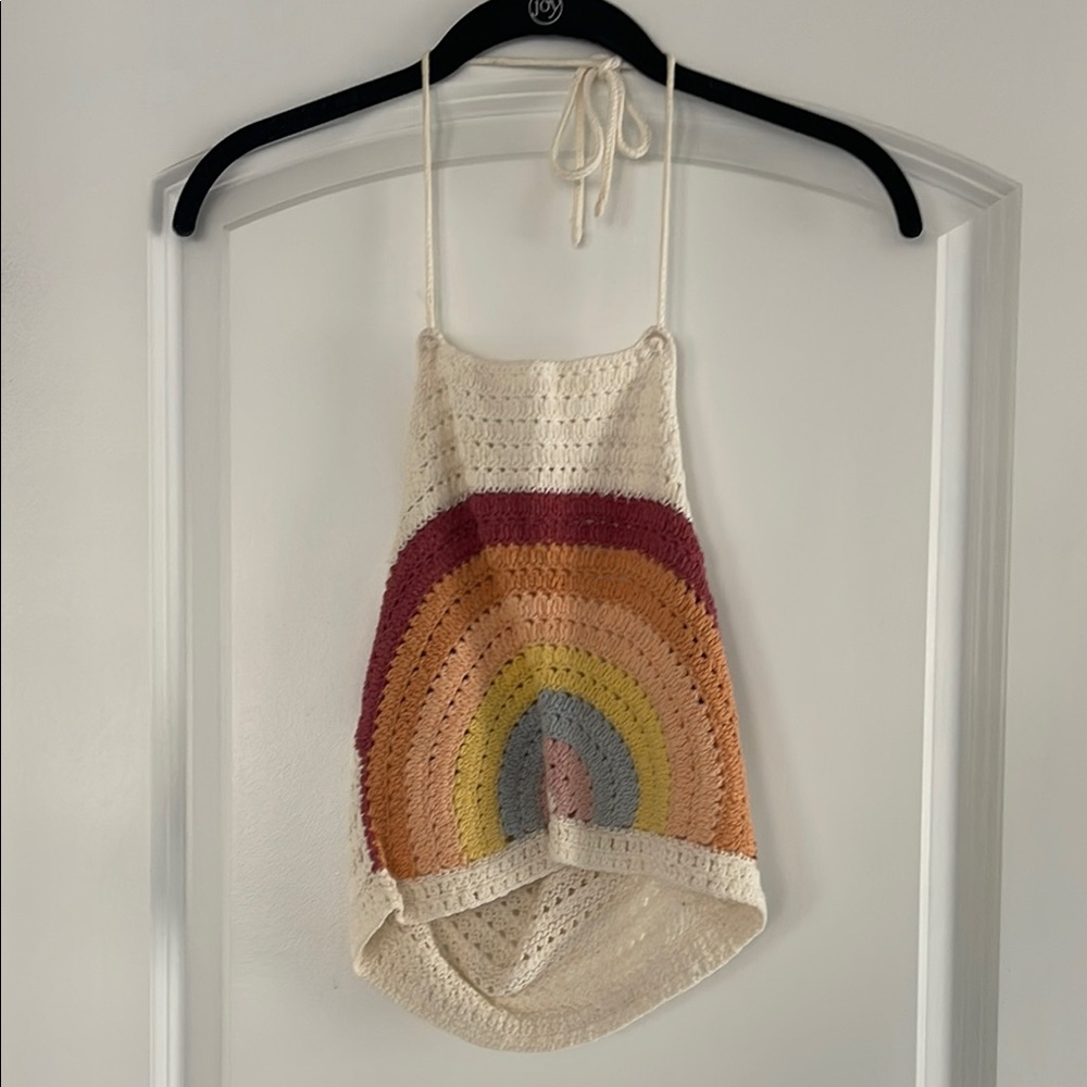 Rainbow Crochet Halter Top